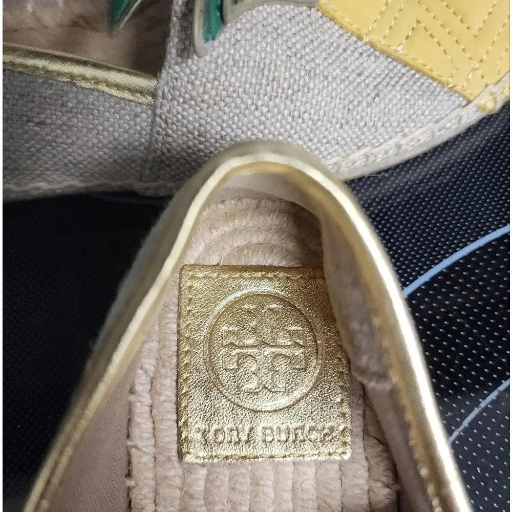 Tory Burch Women's Pineapple Espadrilles - Green and Yellow Size 5 NEW